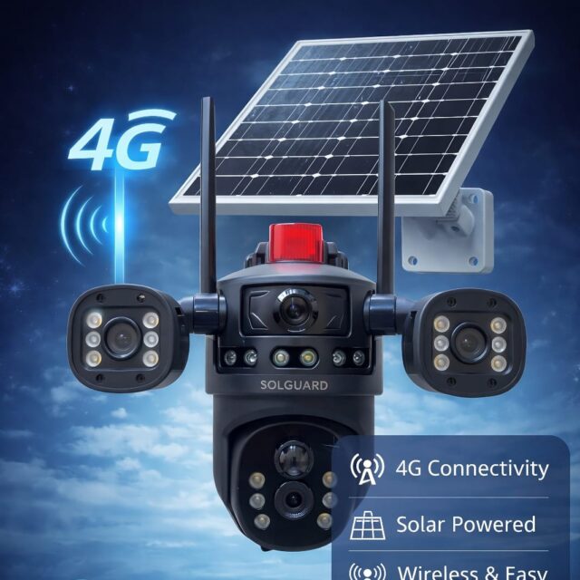 4G Solar Security Camera with Siren Alarm and Motion Tracking